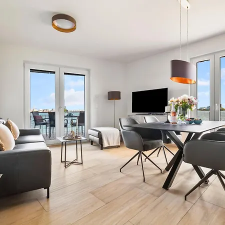 Appartement Admiralslounge- Eg, Infrarotsauna, Grosse Dusche, Terrasse, Blick Auf Hafenbecken *