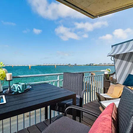 Appartement Admiralslounge- Eg, Infrarotsauna, Grosse Dusche, Terrasse, Blick Auf Hafenbecken *